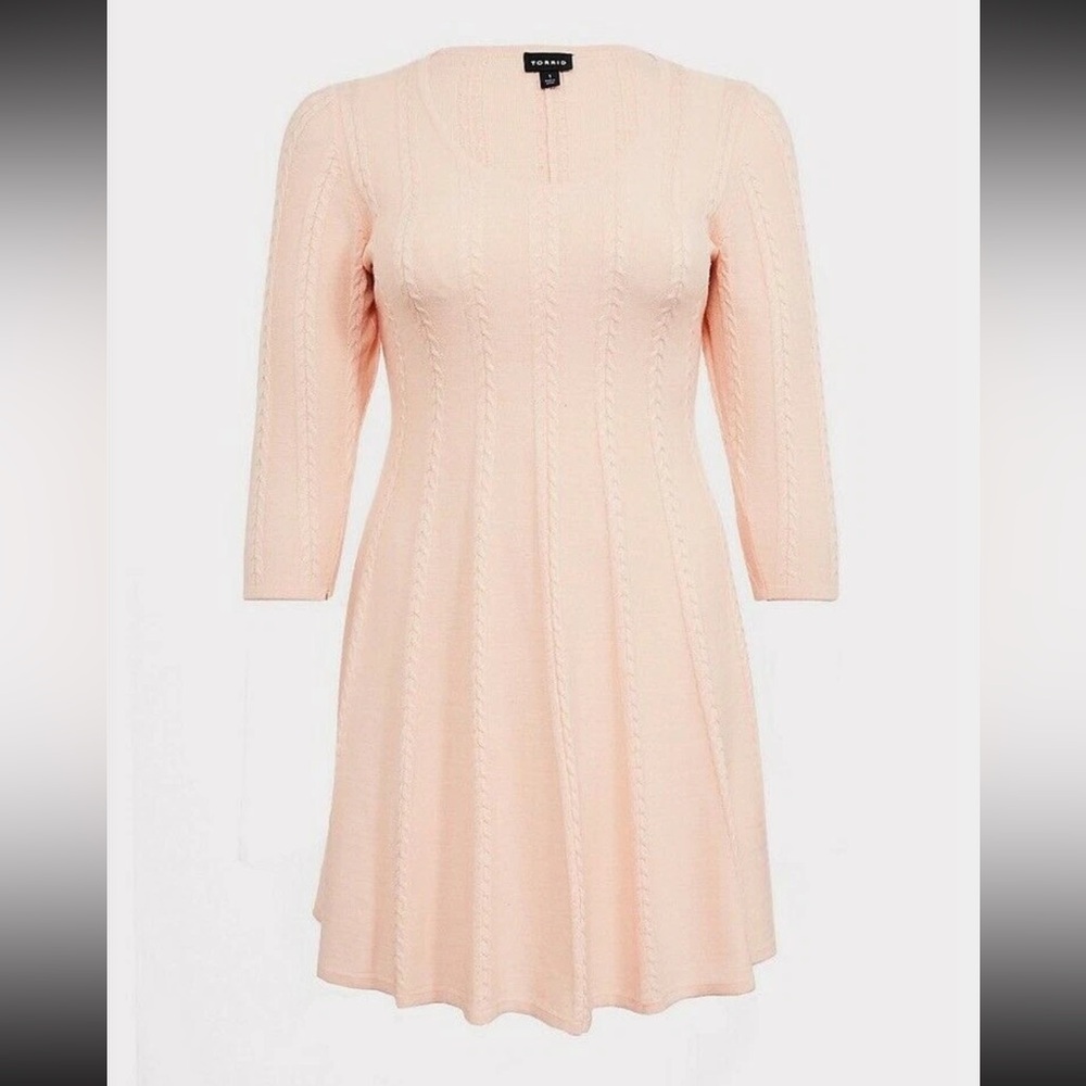 Torrid Pink/Peach Cable Knit Sweater Dress NWT
